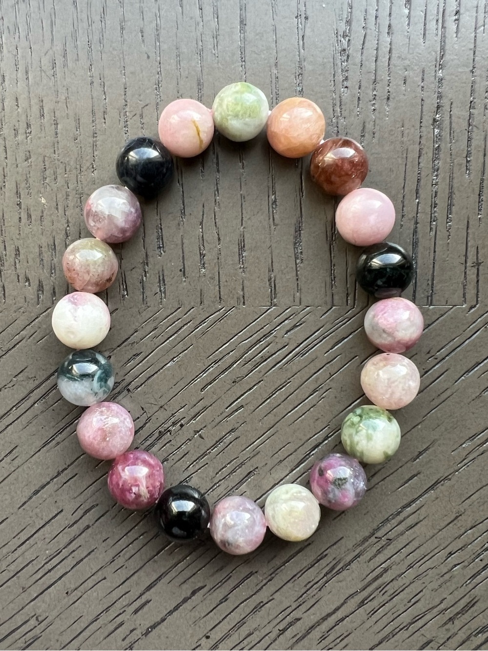 Watermelon tourmaline bracelet 9mm SIZE 6.5’